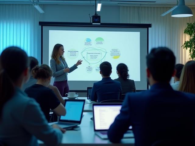 Instructor dando capacitación a equipo de ventas